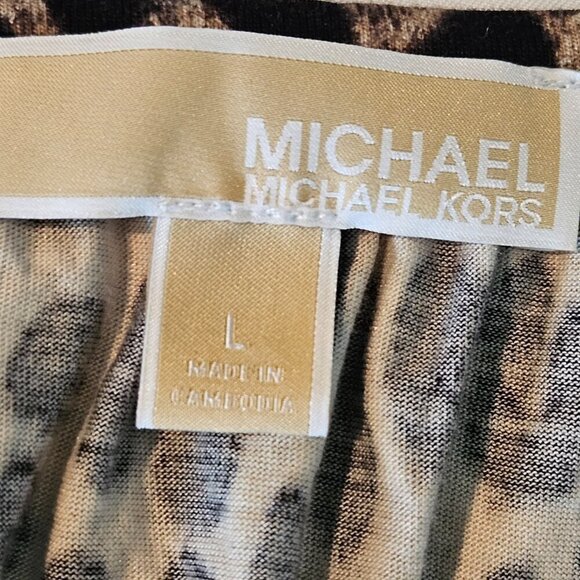 Michael Kors Exotic Animal Print/Leopard Blouse w/Balloon (Bell) Sleeves SZ L - Picture 5 of 6